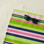 Monogram Preppy Limoen, Roze & Navy Stripe Strandlaken (In situ)