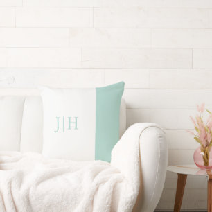 Monogram Preppy Mint Groen Brede Streep & Wit Kussen