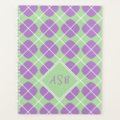 Monogram Preppy Pastel Paarse Groene Argyle Planner (Voorkant)