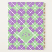Monogram Preppy Pastel Paarse Groene Argyle Planner (Achterkant)