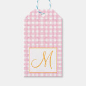 Monogram Preppy Pompoenbogen Thanksgiving Cadeaulabel (Voorkant)