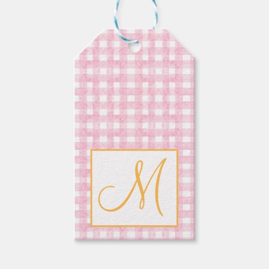Monogram Preppy Pompoenbogen Thanksgiving Cadeaulabel (Voorkant)