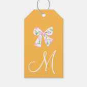 Monogram Preppy Pompoenbogen Thanksgiving Cadeaulabel (Voorkant)