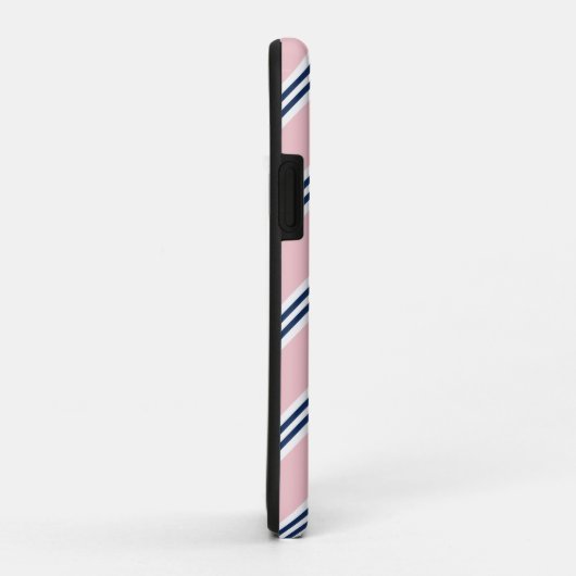 Monogram Preppy roze en blauwe strepen Case-Mate iPhone Case (Achterkant/rechts)