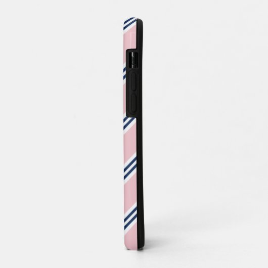 Monogram Preppy roze en blauwe strepen Case-Mate iPhone Case (Achterkant/links)
