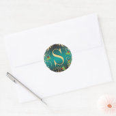 Monogram prettige kerstzegels ronde sticker (Envelop)