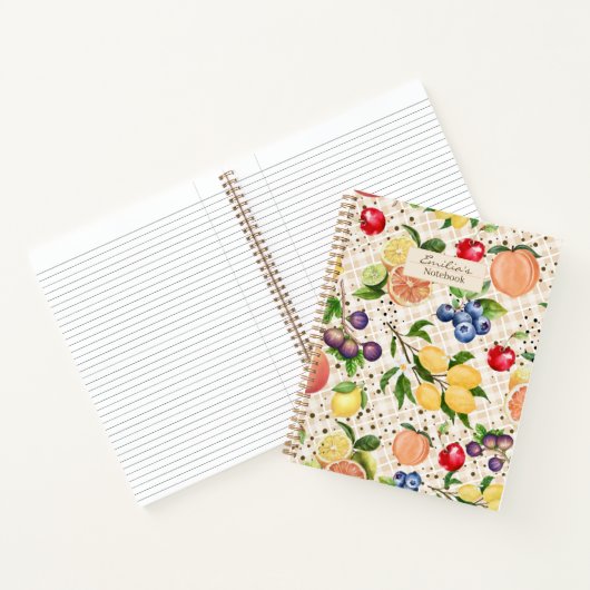 Monogram pretty feminine fruits Classy beige Notitieboek (Binnen)