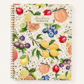 Monogram pretty feminine fruits Classy beige Notitieboek (Voorkant)