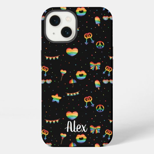 Monogram Pride Rainbow LGBT Gay Queer One Love iPhone Hoesje (Achterkant)
