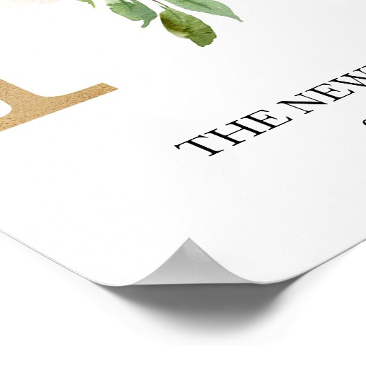 Monogram Print, Floral Letter N, Wedding, Nursery Poster (Hoek)