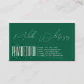 Monogram PRIVATE TUTOR modern script Visitekaartje (Achterkant)