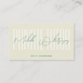 Monogram PRIVATE TUTOR modern script Visitekaartje (Voorkant)