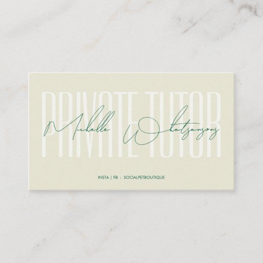 Monogram PRIVATE TUTOR modern script Visitekaartje (Voorkant)