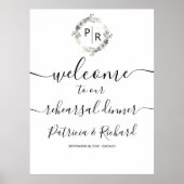 Monogram Probediner Welkomstbord Schuim Board Poster (Voorkant)