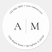 Monogram Product Logo Marketing Wit Ronde Sticker (Voorkant)