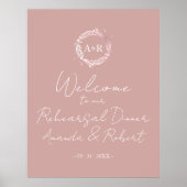 Monogram Proefhuwelijk Diner Welkomstbord Poster (Voorkant)