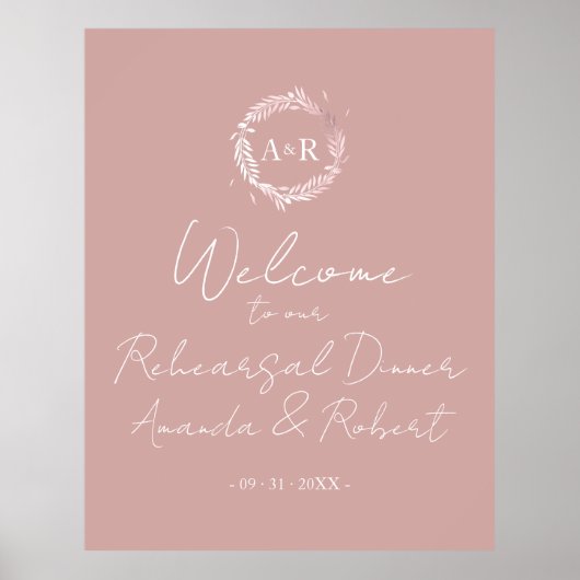 Monogram Proefhuwelijk Dineraanmelding Bord Poster (Voorkant)