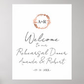 Monogram Proefhuwelijksdiner Welkomstbord Poster (Voorkant)