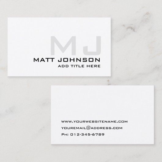 Monogram Professional Black White Visitekaartje (Voorkant / Achterkant)