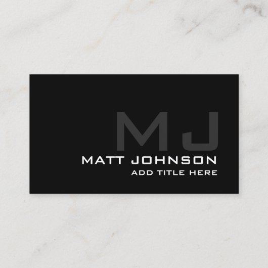 Monogram Professional Black White Visitekaartje (Voorkant)
