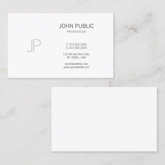 Monogram Professional Design Elegant Modern Plain Visitekaartje (Voorkant / Achterkant)