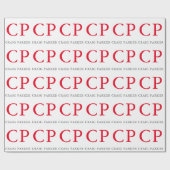 Monogram Professional Eenvoudig Rood Wit Initialen Cadeaupapier (Vlak)