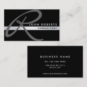 Monogram Professional Elegant Black Groupon Visitekaartje (Voorkant / Achterkant)