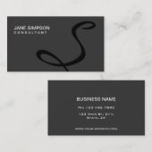 Monogram Professional Elegant Black Modern Visitekaartje (Voorkant / Achterkant)