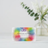 Monogram Professional Elegant Colorful Sjabloon Visitekaartje (Staand voorkant)