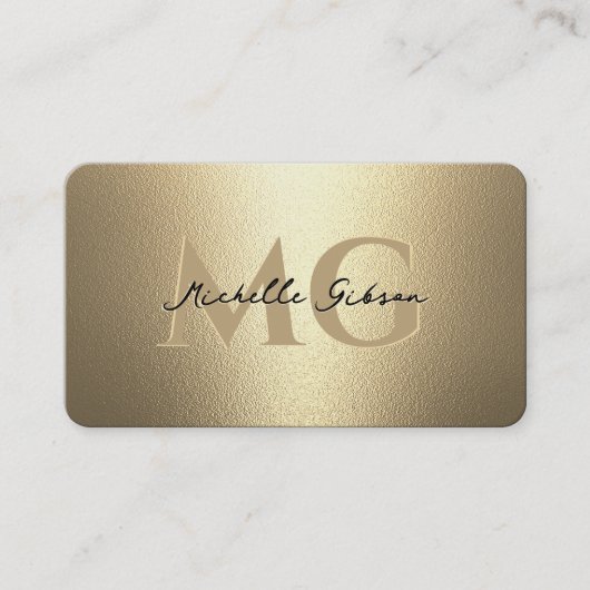 Monogram Professional Elegant Faux Gold Modern Visitekaartje (Voorkant)