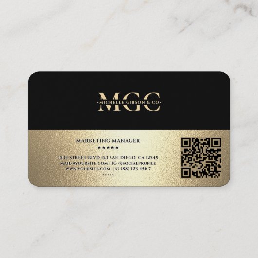 Monogram Professional Elegant Faux Gold Modern Visitekaartje (Achterkant)