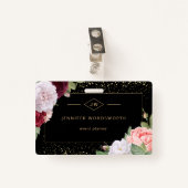 Monogram Professional Elegant Floral Roos Black Badge (Voorkant met clip)