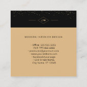 Monogram Professional Elegant Floral Roos Black Vierkante Visitekaartje (Achterkant)