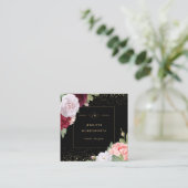Monogram Professional Elegant Floral Roos Black Vierkante Visitekaartje (Staand voorkant)