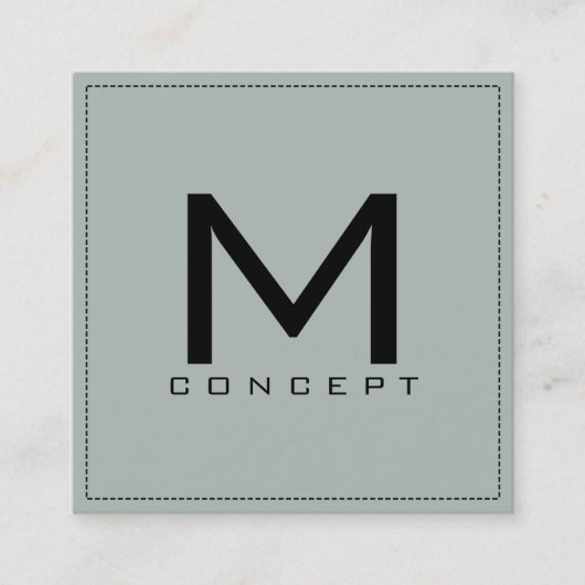Monogram Professional Elegant Modern Ash Gray Vierkante Visitekaartje (Voorkant)