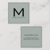 Monogram Professional Elegant Modern Ash Gray Vierkante Visitekaartje (Voorkant / Achterkant)