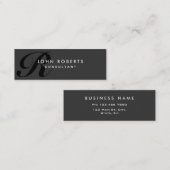 Monogram Professional Elegant Modern Black Mini Visitekaartje (Voorkant / Achterkant)