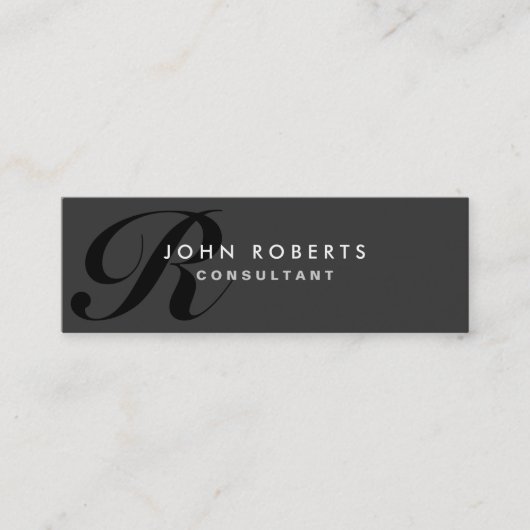 Monogram Professional Elegant Modern Black Mini Visitekaartje (Voorkant)