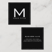 Monogram Professional Elegant Modern Black Vierkante Visitekaartje (Voorkant / Achterkant)