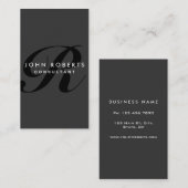 Monogram Professional Elegant Modern Black Visitekaartje (Voorkant / Achterkant)