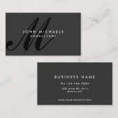 Monogram Professional Elegant Modern Black Visitekaartje (Voorkant / Achterkant)