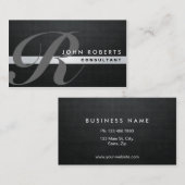 Monogram Professional Elegant Modern Black Visitekaartje (Voorkant / Achterkant)