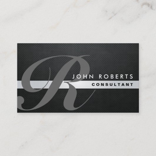 Monogram Professional Elegant Modern Black Visitekaartje (Voorkant)