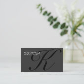Monogram Professional Elegant Modern Black Visitekaartje (Staand voorkant)