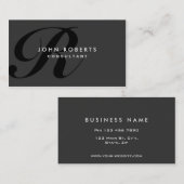 Monogram Professional Elegant Modern Black Visitekaartje (Voorkant / Achterkant)
