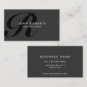 Monogram Professional Elegant Modern Black Visitekaartje (Voorkant / Achterkant)