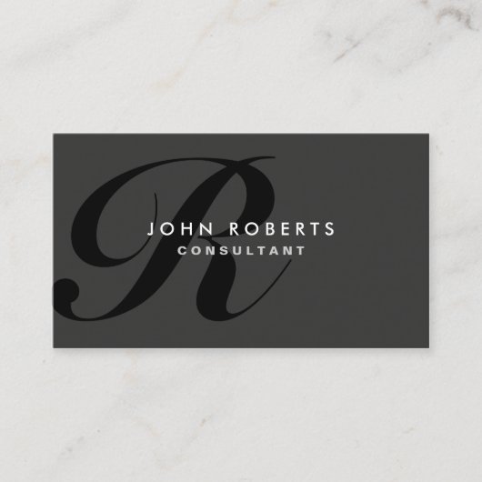 Monogram Professional Elegant Modern Black Visitekaartje (Voorkant)