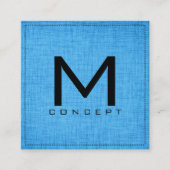 Monogram Professional Elegant Modern Blue Wood Vierkante Visitekaartje (Voorkant)