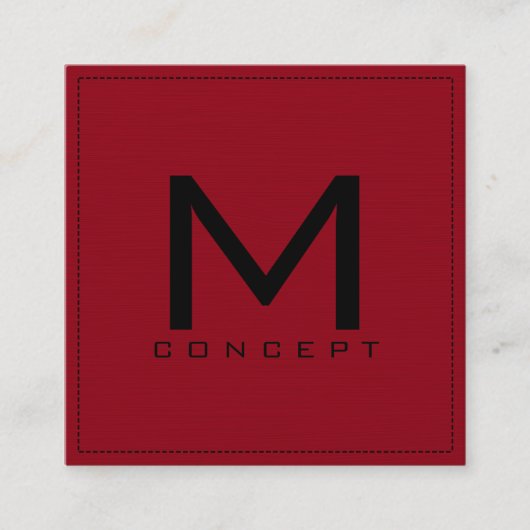 Monogram Professional elegant modern donker rood Vierkante Visitekaartje (Voorkant)