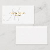 Monogram Professional Elegant Modern Gold Visitekaartje (Voorkant / Achterkant)